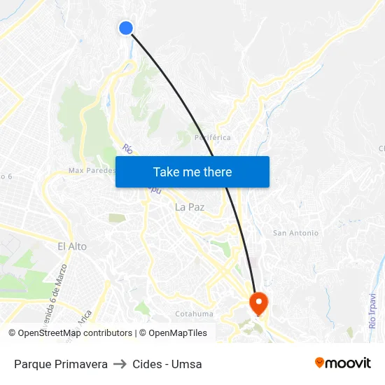 Parque Primavera to Cides - Umsa map