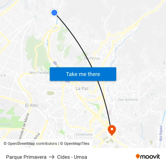 Parque Primavera to Cides - Umsa map