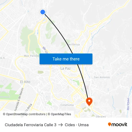 Ciudadela Ferroviaria Calle 3 to Cides - Umsa map
