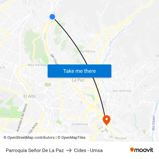 Parroquia Señor De La Paz to Cides - Umsa map