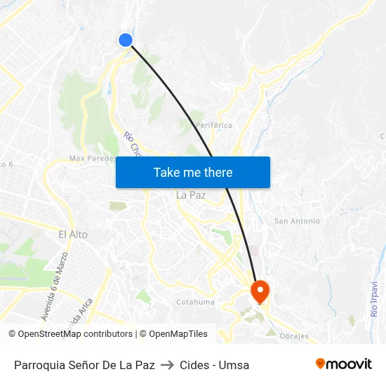 Parroquia Señor De La Paz to Cides - Umsa map