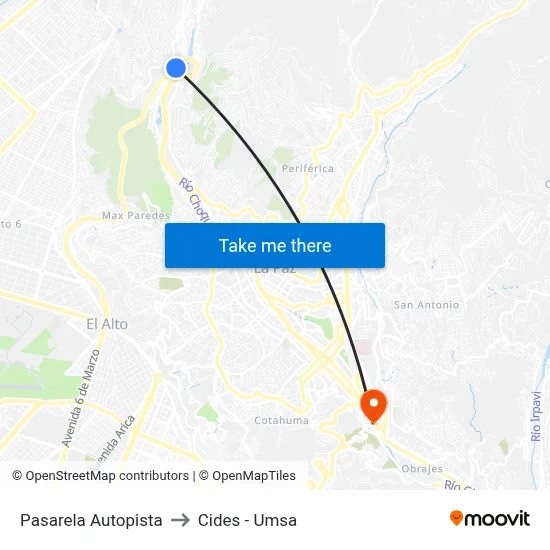 Pasarela Autopista to Cides - Umsa map