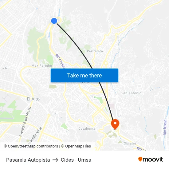 Pasarela Autopista to Cides - Umsa map