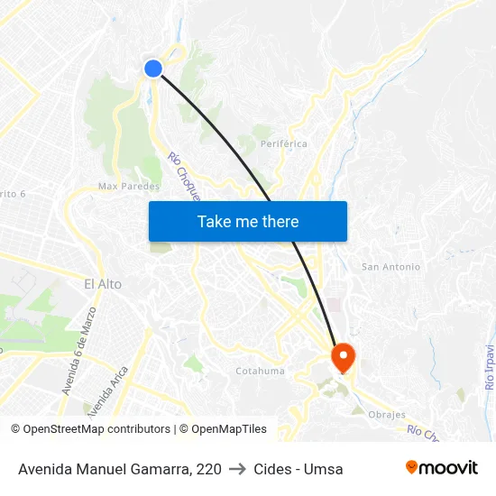 Avenida Manuel Gamarra, 220 to Cides - Umsa map