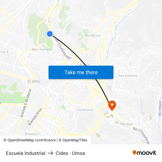 Escuela Industrial to Cides - Umsa map