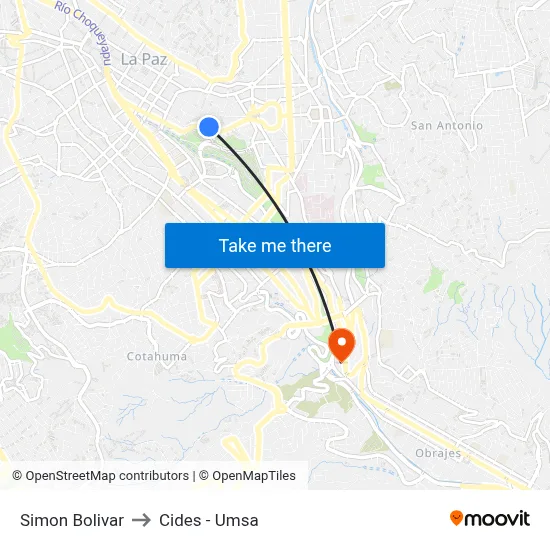 Simon Bolivar to Cides - Umsa map