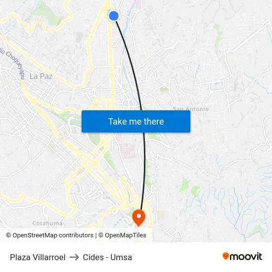 Plaza Villarroel to Cides - Umsa map