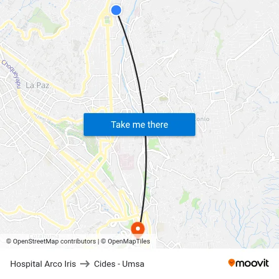 Hospital Arco Iris to Cides - Umsa map