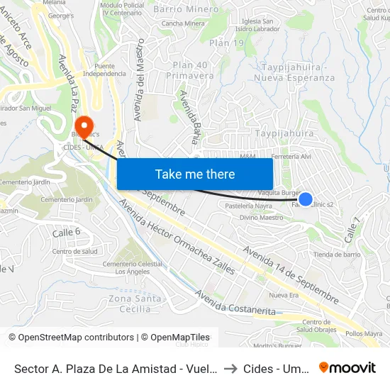 Sector A. Plaza De La Amistad - Vuelta to Cides - Umsa map
