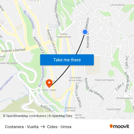 Costanera - Vuelta to Cides - Umsa map
