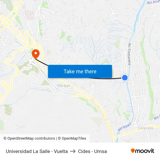 Universidad La Salle - Vuelta to Cides - Umsa map