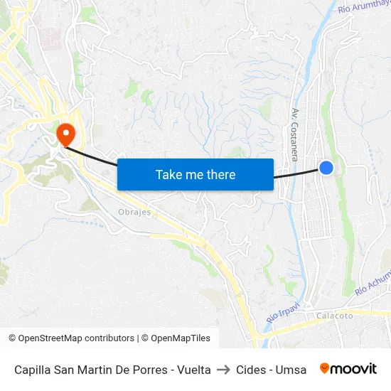 Capilla San Martin De Porres - Vuelta to Cides - Umsa map