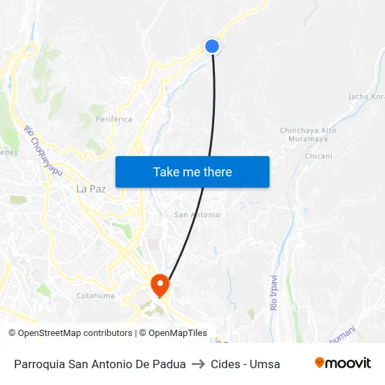 Parroquia San Antonio De Padua to Cides - Umsa map