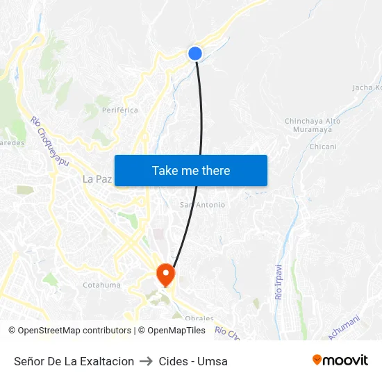 Señor De La Exaltacion to Cides - Umsa map
