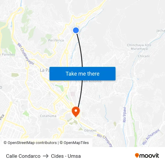Calle Condarco to Cides - Umsa map