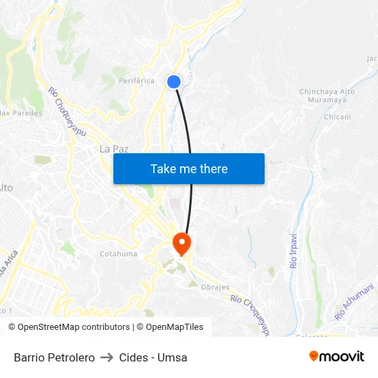 Barrio Petrolero to Cides - Umsa map