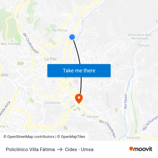 Policlínico Villa Fátima to Cides - Umsa map