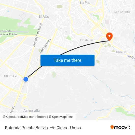 Rotonda Puente Bolivia to Cides - Umsa map