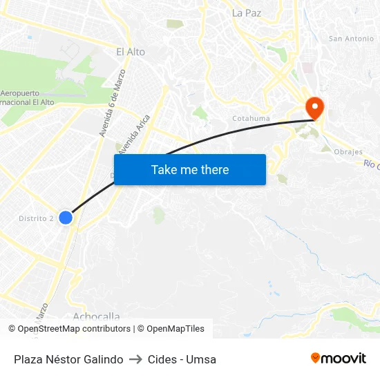 Plaza Néstor Galindo to Cides - Umsa map