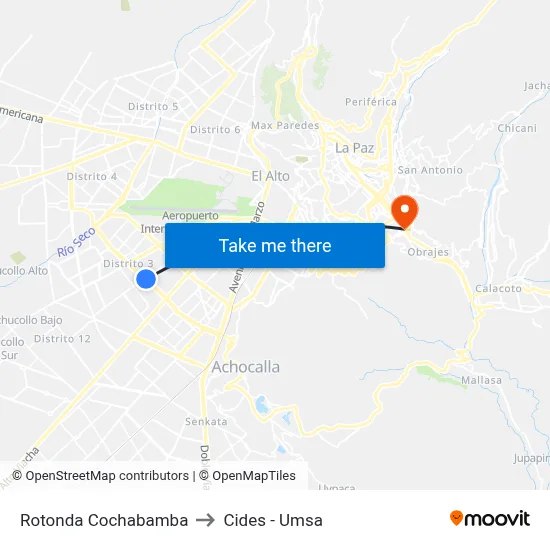Rotonda Cochabamba to Cides - Umsa map