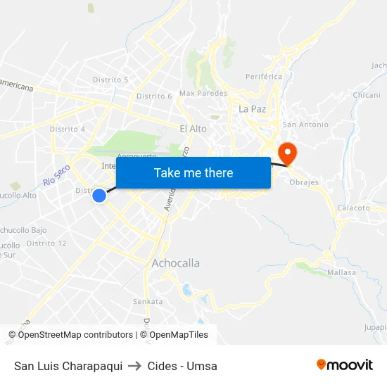 San Luis Charapaqui to Cides - Umsa map