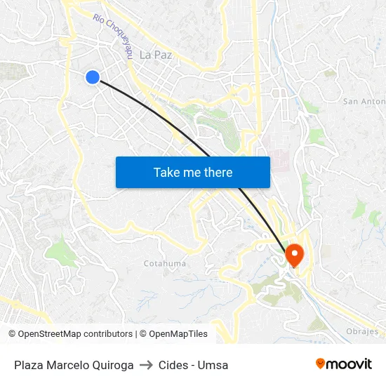 Plaza Marcelo Quiroga to Cides - Umsa map