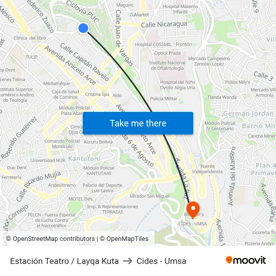 Estación Teatro / Layqa Kuta to Cides - Umsa map