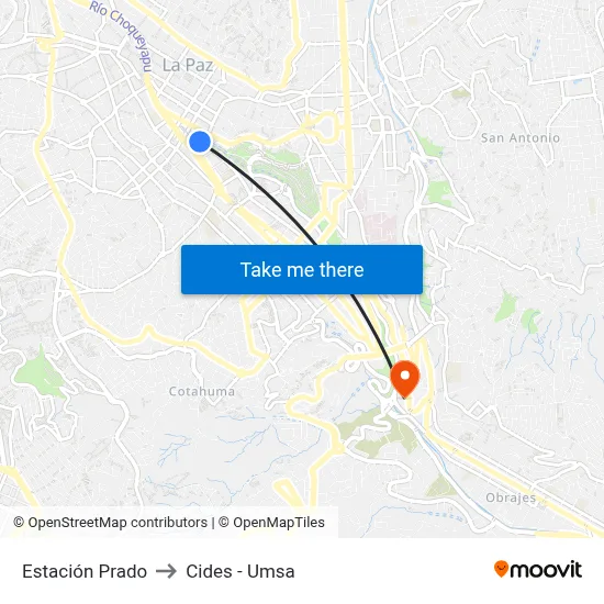 Estación Prado to Cides - Umsa map