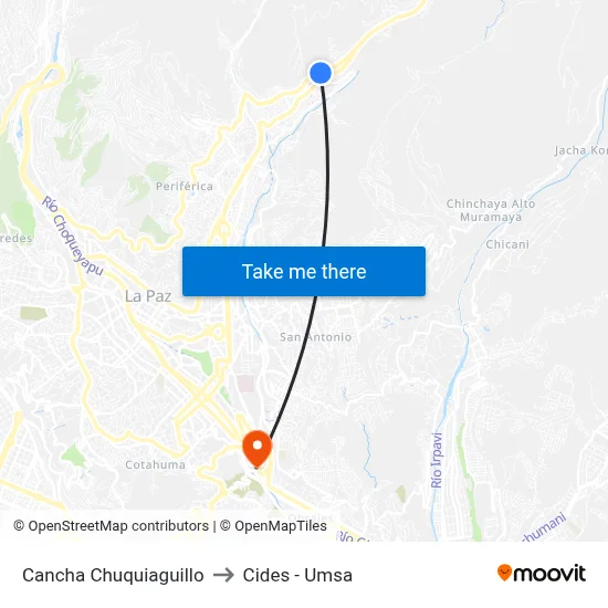 Cancha Chuquiaguillo to Cides - Umsa map