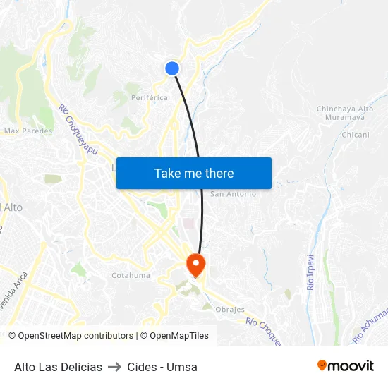 Alto Las Delicias to Cides - Umsa map