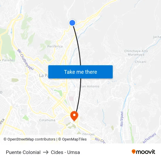 Puente Colonial to Cides - Umsa map
