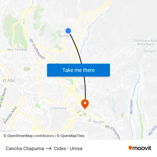 Cancha Chapuma to Cides - Umsa map