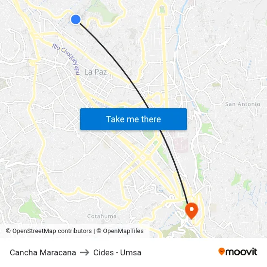 Cancha Maracana to Cides - Umsa map