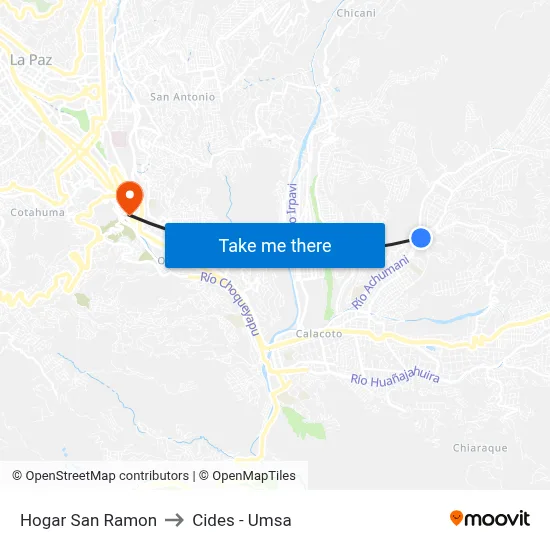 Hogar San Ramon to Cides - Umsa map