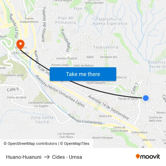 Huano-Huanuni to Cides - Umsa map