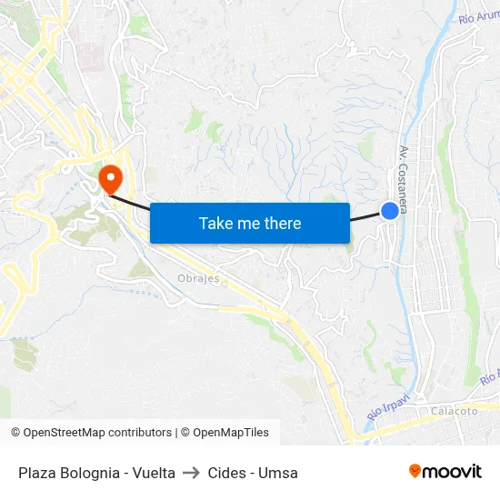 Plaza Bolognia - Vuelta to Cides - Umsa map