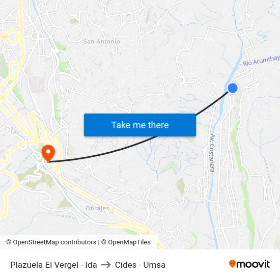 Plazuela El Vergel - Ida to Cides - Umsa map