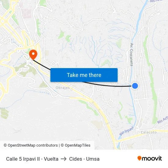 Calle 5 Irpavi II - Vuelta to Cides - Umsa map