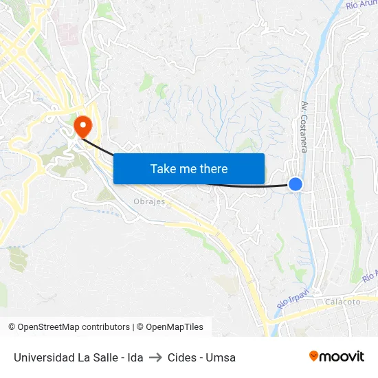 Universidad La Salle - Ida to Cides - Umsa map