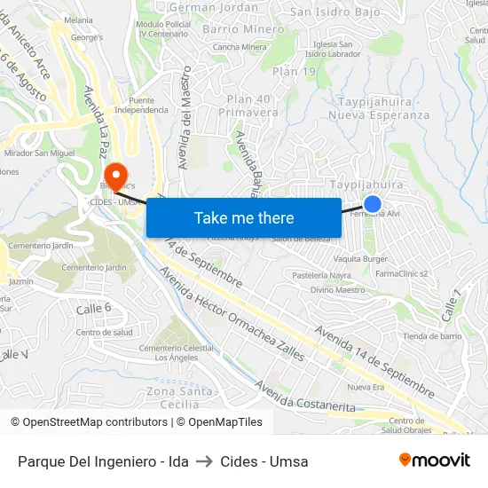 Parque Del Ingeniero - Ida to Cides - Umsa map