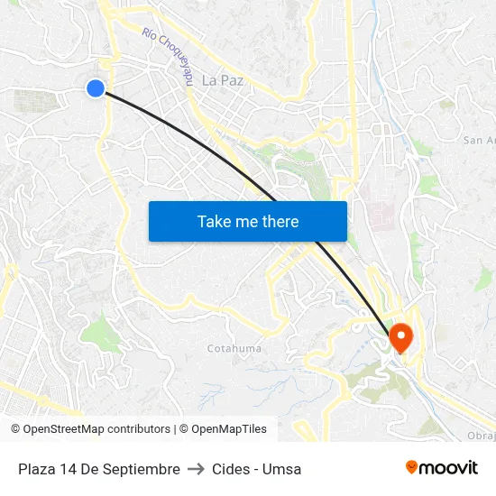 Plaza 14 De Septiembre to Cides - Umsa map