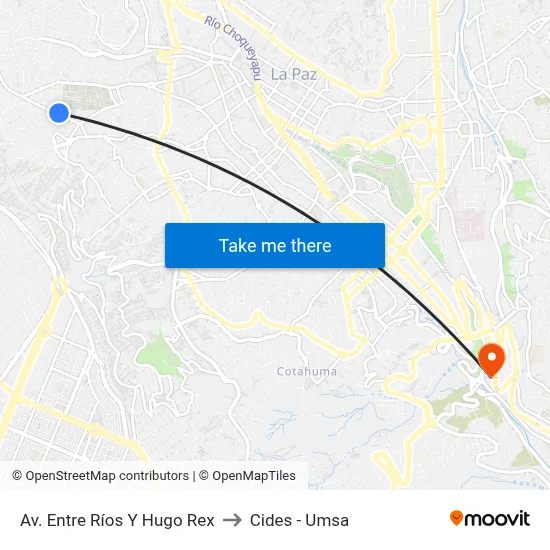 Av. Entre Ríos Y Hugo Rex to Cides - Umsa map