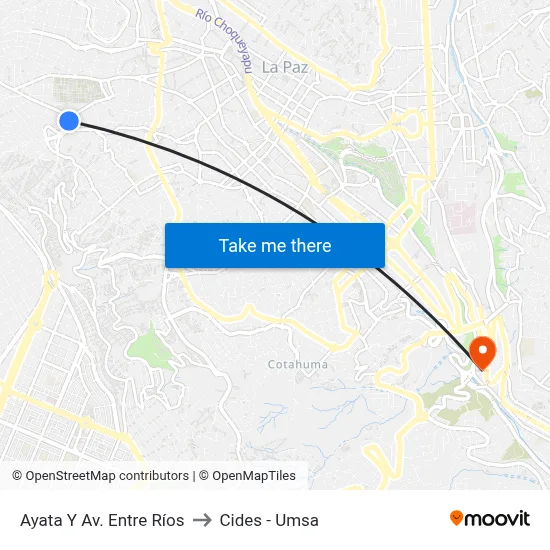 Ayata Y Av. Entre Ríos to Cides - Umsa map