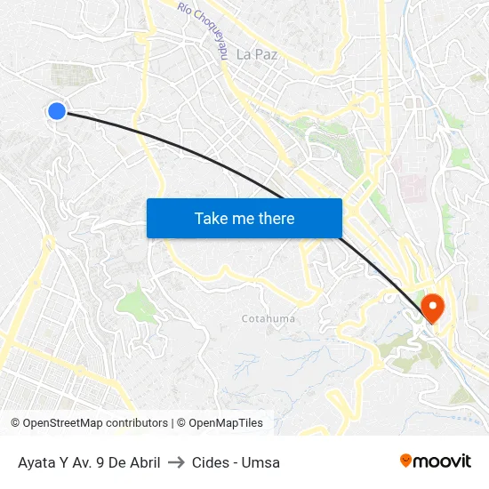 Ayata Y Av. 9 De Abril to Cides - Umsa map