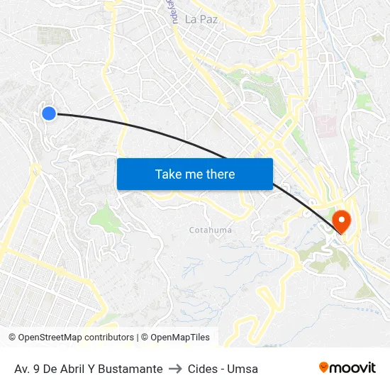 Av. 9 De Abril Y Bustamante to Cides - Umsa map