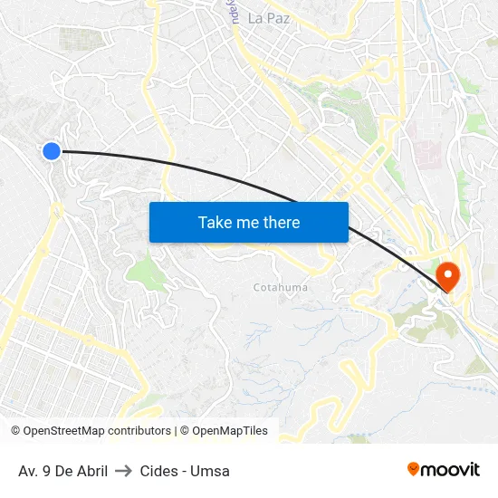 Av. 9 De Abril to Cides - Umsa map
