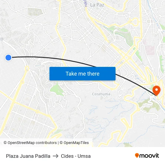 Plaza Juana Padilla to Cides - Umsa map