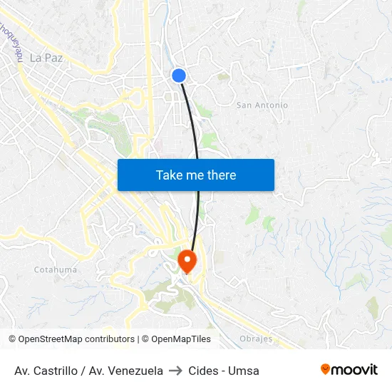 Av. Castrillo / Av. Venezuela to Cides - Umsa map