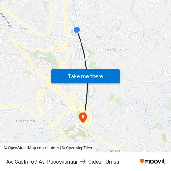 Av. Castrillo / Av. Pasoskanqui to Cides - Umsa map