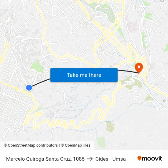 Marcelo Quiroga Santa Cruz, 1085 to Cides - Umsa map